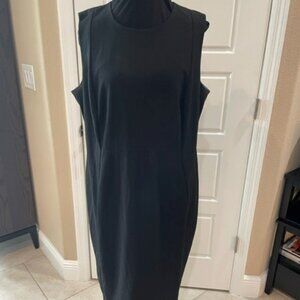 18W Calvin Klein black sheath dress, exposed zipper